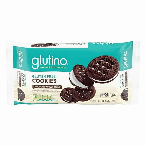 GLUTINO Chocolate Vanilla Creme Cookies, 10.5 oz
