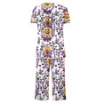 thumbnail image 6 of Rggeeun Halloween pajamas for women set Pumpkin Graphic Homewear Crew Neck Short Sleeve Tops Soft Pants with Pockets Nights Leisure Pjs Sets,Purple,S, 6 of 6