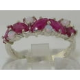 thumbnail image 2 of LBG British Made 14k White Gold Natural Ruby & Opal Womens Eternity Ring - Size 4.75 - 33 size options, 2 of 6