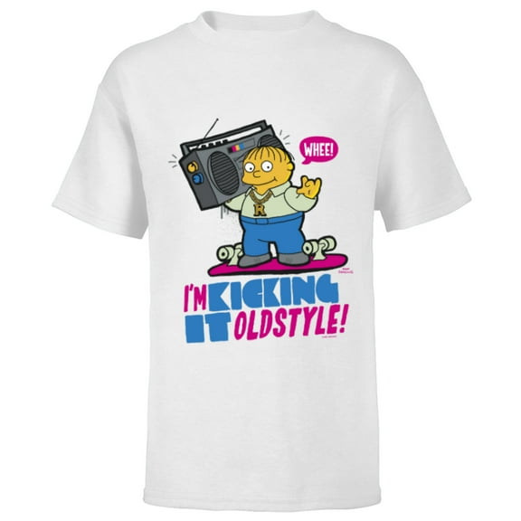 The Simpsons Ralph Wiggum I’m Kicking it Old Style - Short Sleeve T-Shirt for Kids - Customized-White