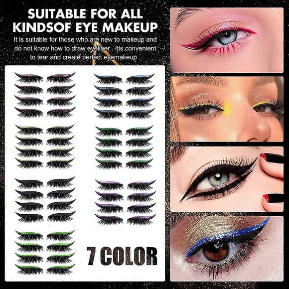 8Pcs Eyeliner Stencils Eyelash Sticker Kit Makeup Fashion Reusable Eyes Sticker Shiny Eyeliner Stickers Lazy Shaping Tools Sets