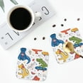 thumbnail image 4 of Lsque Dinosaur Pattern 4" Drink Coasters Set of 4, PVC Leather Absorbent Coasters, Table Coaster Set Decorative Coffee Cup Coasters Housewarming Gift -Square, 4 of 6