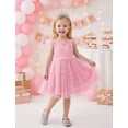 thumbnail image 4 of IBTOM CASTLE Toddler Flower Girl Dress, Flutter Sleeve Floral Embroidery Smocked Tulle Tutu Princess Dresses for Birthday Wedding Pink, 4 of 7