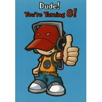 Designer Greetings Cool Dude with Headphones Age 8 / 8th Birthday Card for Boy
