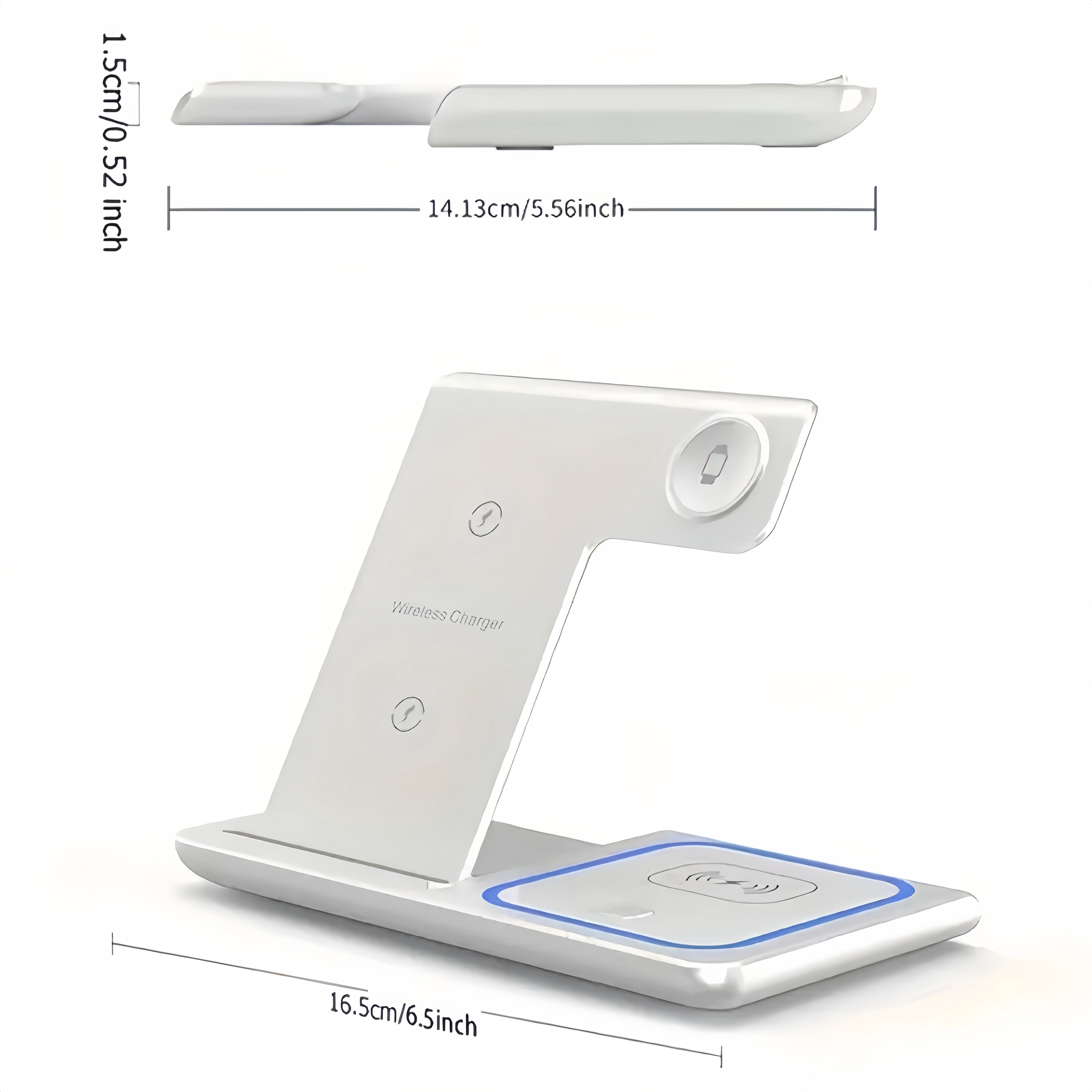 3-in-1 Wireless Charger: Fast Charge for iPhone/Apple Watch/AirPods – Foldable, White