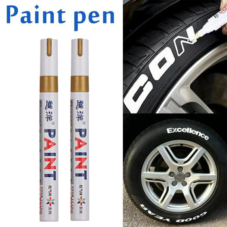 OBOSOE 2PCS Gold Colors Tire Permanent Paint Marker Pen Car Tire