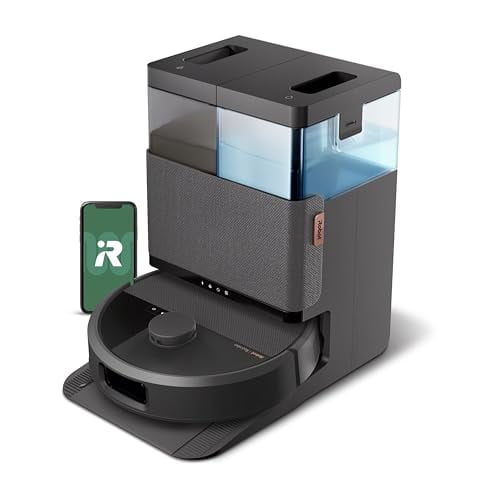 iRobot Roomba Plus 505 Combo Robot Aspirador y Trapeador + Base de Lavado Automático: Almohadillas Giratorias Extensibles, Vaciado Automático, Lavado de Almohadillas y Secado con Calor, Autolimpieza,