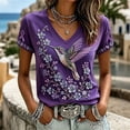 thumbnail image 2 of BODOAO Women's Breast Cancer Awareness Graphic T Shirt V Neck Short Sleeve Tee, American Flag Pink Ribbon Support Top for Casual Patriotic Holiday Everyday Wear Dark Purple L, 2 of 5