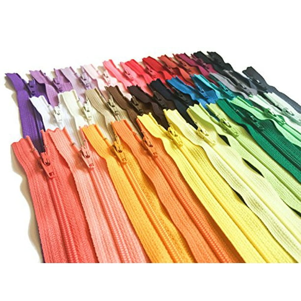 YKK Zippers Assorted Colors Pack 12 Inch Number 3 Nylon Coil Set of 30 Pieces