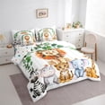 thumbnail image 3 of Feelyou Jungle Lion Animal Twin Bedding Sets 7-Piece, Cartoon Cheetah Elephant Zebra Lover Bedding Comforter Set, Teens Kids Boys Girls Reversible Sheet Sets, Breathable Home Decor, 3 of 8