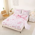 thumbnail image 2 of spefrowx Princess Rose Bow King Sheets for Kids, Vintage Floral Print Bedding, 4-Piece, 1 Flat Sheet, 1 Fitted Sheet and 2 Pillowcases, 2 of 6