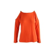 Michael Michael Kors Orange Chain-Trim Cold-Shoulder Top S