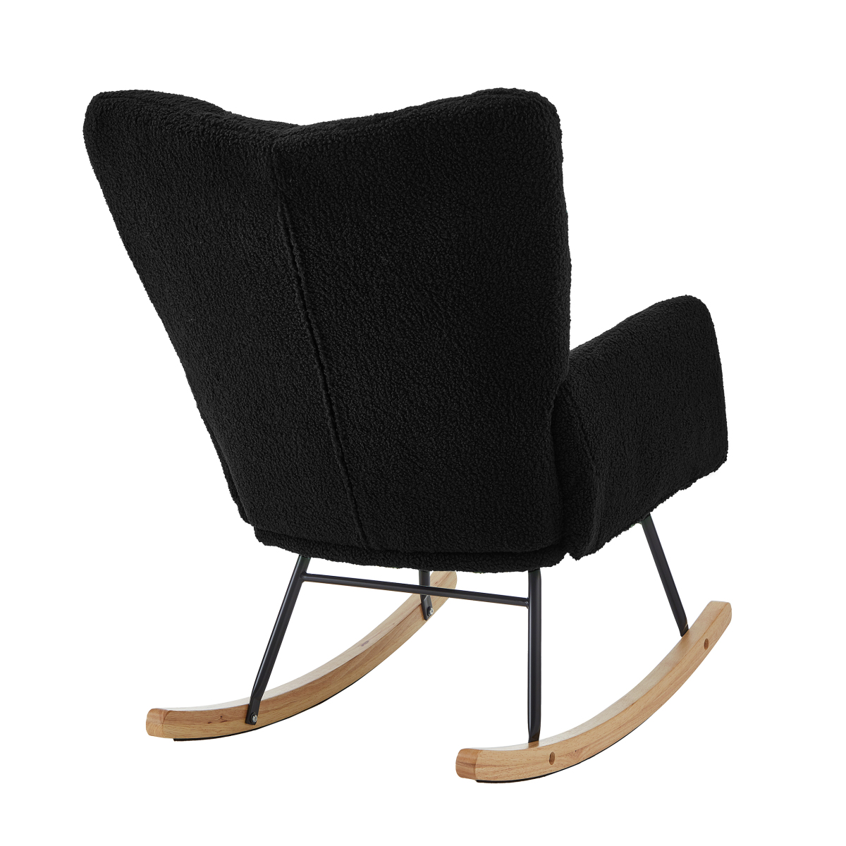 Glider Rocking Chair for Living Room, Tufted Upholstered Accent Chair with Teddy Fabric and Metal Frame, High Back Armchair for Nursery, Bedroom, or Reading Corner