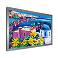 thumbnail image 2 of Designart 'Colorful Traditional Santorini Churches Among Flowers' Nautical & Coastal Framed Art Print, 2 of 4