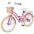 thumbnail image 5 of Dolonm 20" Kids Bike for Ages 7-10, Lightweight High-Carbon Steel Frame Cruiser Bike, Girls Bicycle with Wicker Basket & Rear Seat, No Training Wheels, Pink, 5 of 7