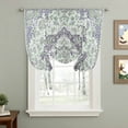 thumbnail image 2 of Green Purple Boho Balloon Curtains 63 Inch Length for Living Room/Bedroom, Vintage Abstract Art Floral Ethnic Tribe Rod Pocket Privacy Door Curtains Decorative Tie Up Shade for Window 52"x63", 2 of 8