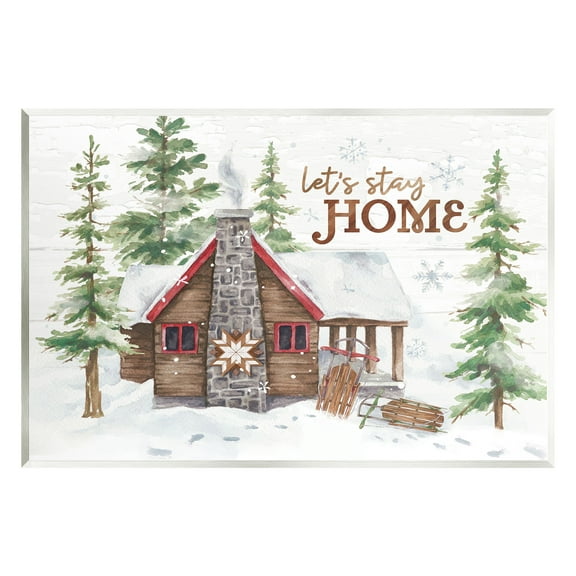 Stupell Industries Cozy Winter Cabin Phrase Landscape Painting Unframed Art Print Wall Art, 15 x 10