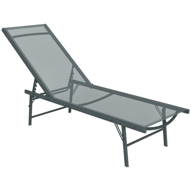 Outsunny Chaise Longue Extérieure Pliante avec Dossier Réglable, Gris Pâle