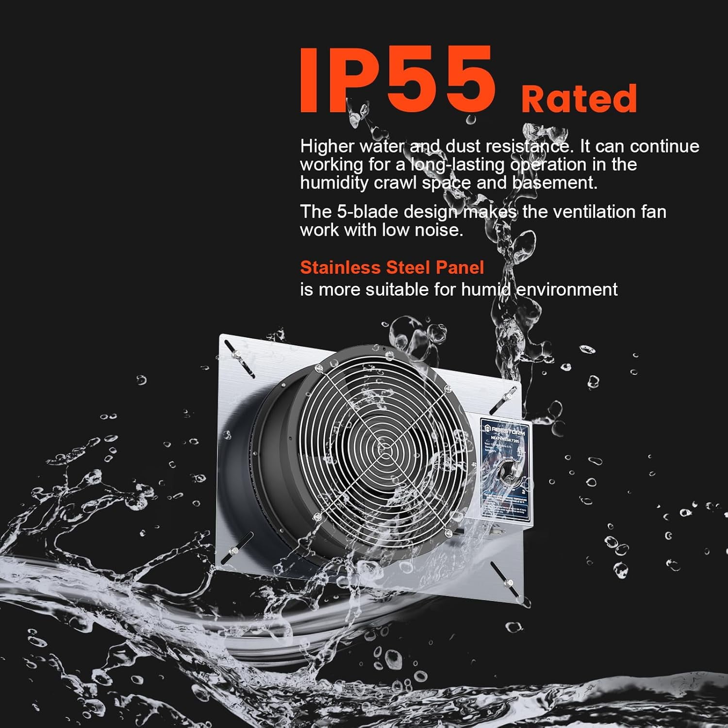 Abestorm Crawlspace Ventilation Fans 720CFM  IP-55 Grade Basements Stainless Steel Vent Fan 10 inches Ventilator Fan with Freeze Protection Thermostat Dehumidistat for Crawlspace Attic Garage Exhaust