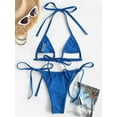 thumbnail image 3 of ZAFUL for Women Underboob Cutout Tie Side Halter Tanga Bikini Swimwear Blue L, 3 of 5