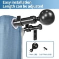 thumbnail image 2 of Urbanest Adjustable Double Curtain Rod Set Steel Ball Manhattan Finials – 1″ Front & 5/8 Back Rod With Black Rod, 48–84 Inches, 2 of 6