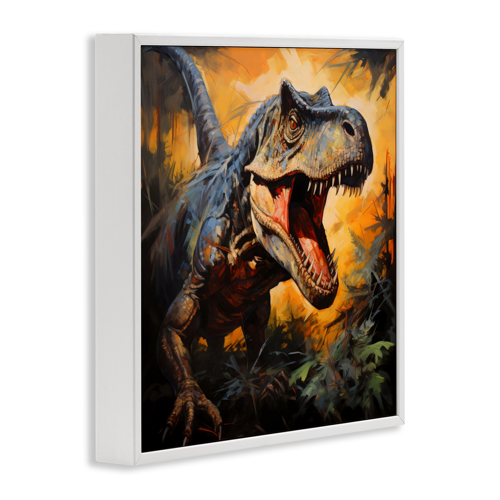 Stupell Industries Angry Dinosaur Roaring White Framed Giclee Art, design by Creative Studio