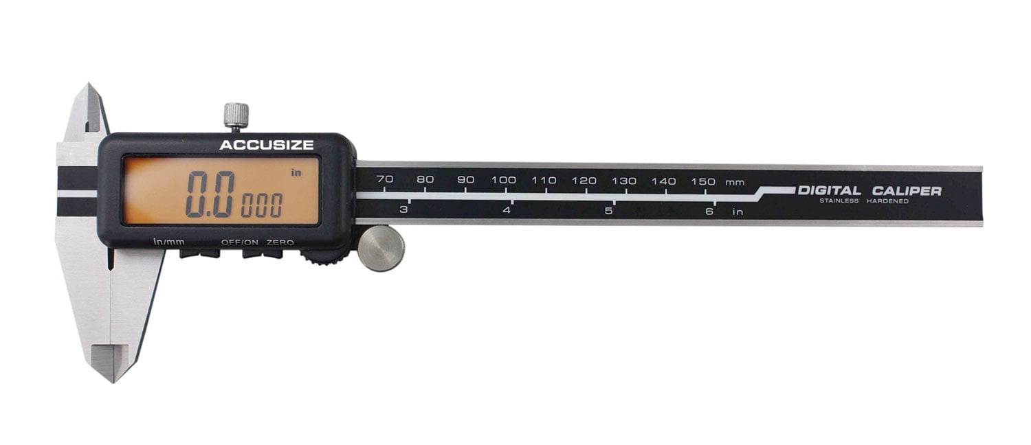 Accusize 0-6''/0-150 mm, Yellow Lcd Electronic Digital Caliper,Metric/Inch, 0.0005''/0.01mm Resolution, 1110-1818