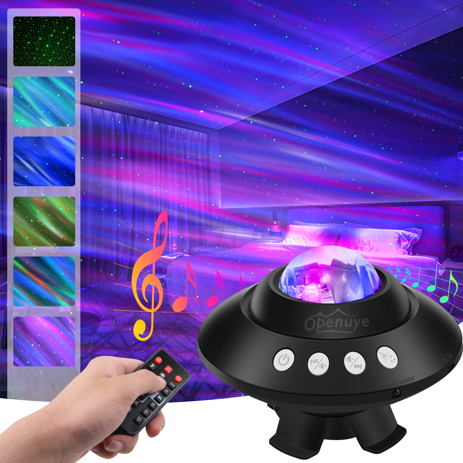 Party/Home Theater Mood Ambience Star Projector Openuye Galaxy Projector Aurora Star Light Projector with Bluetooth Speaker/Remote Control/Timer Night Light Projector for Bedroom for Kids Sleep