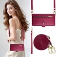 thumbnail image 7 of For iPhone 13 mini 5.4-inch Wallet Case for Women Men Multi-Card Slots Zipper Pocket Lanyard Strap Wristlet Leather Phone Case,Red,For iPhone 13 mini, 7 of 7