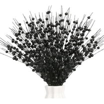 10 PCS Artificial Glitter Berry, Black Christmas Glitter Picks Artificial Berries Stems Ornaments Fake Xmas Stem Decorative Sticks for Vases Tall DIY Wreath Home Decor (19.7in)