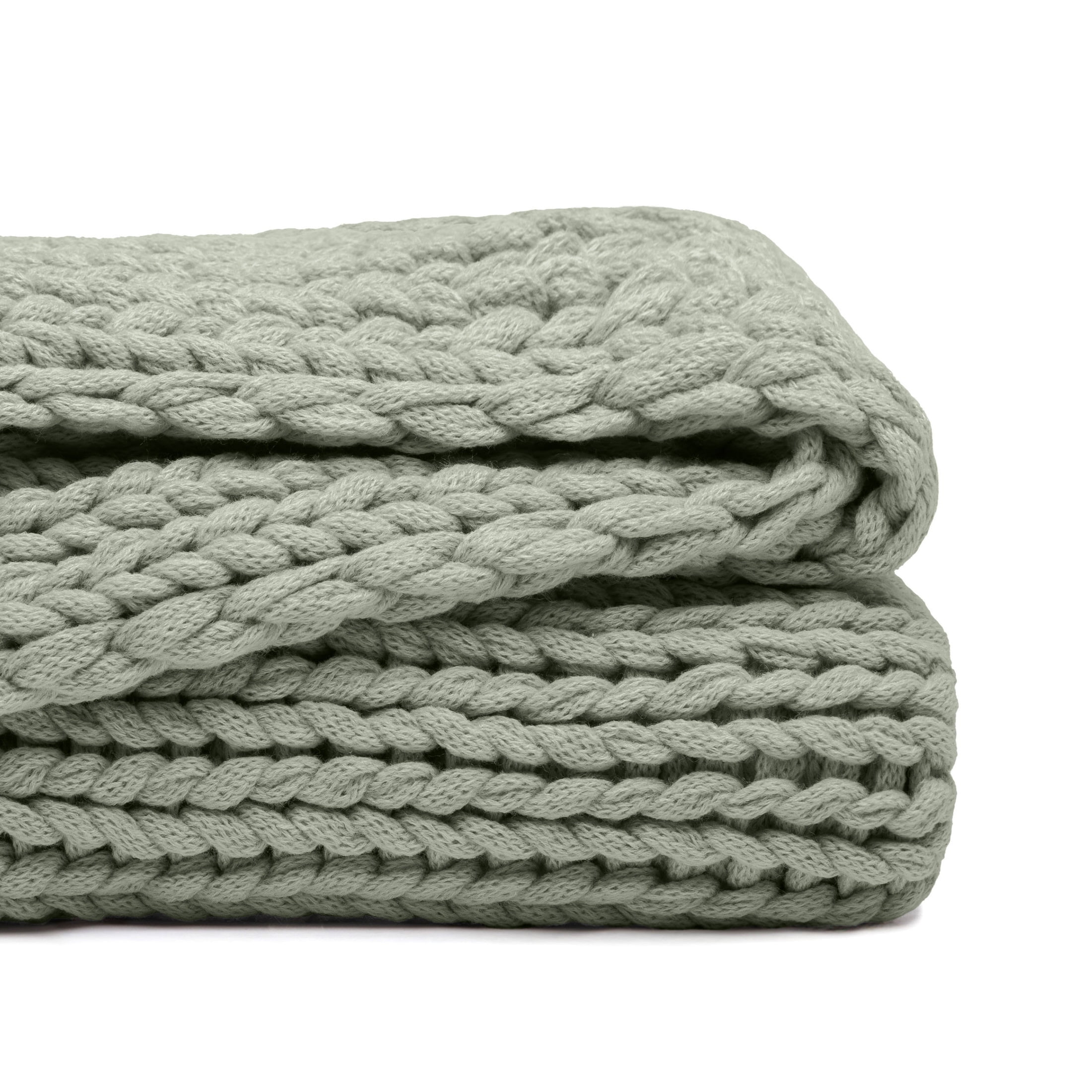 Eucalyptus Chunky Knit Throw Blanket, One Size, by Noble Linens