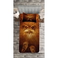thumbnail image 3 of Ambesonne Animal Quilted Bedspread Set 2 Pcs, Hawk Eagle Face Claws, Twin Size, Brown, 3 of 3