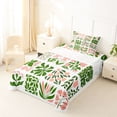 thumbnail image 5 of jejeloiu Boho Botanical Twin Sheets For Girls,Soft Print Bedding,White Pink Green,3-Piece,1 Fitted Sheet and 1 Pillowcase, 5 of 6
