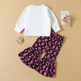 thumbnail image 4 of Baby Outfit Love Heart Printing Girls Valentine's Day Long Sleeve Plaid Hearts Printed T Shirt Pullover Tops Bell Bottoms Pants Outfits Holiday Homewear Suits For Child, 4 of 7