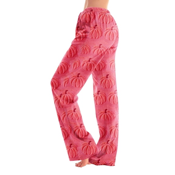 Pink Women Halloween Pajamas Pants Women's Halloween wide leg pants. High waist, soft, comfy, baggy style, with pockets. Great for parties. S