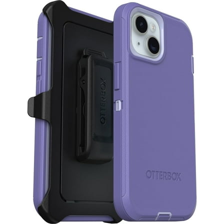 OtterBox iPhone 15, iPhone 14, & iPhone 13 (Only) Defender Series Case - Mountain Majesty (Purple) - Screenless - Rugged & Durable - with Port Protection - Holster Clip Includes -Non-Retail Packaging