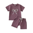 thumbnail image 1 of RXIRUCGD 2025 Vêtements d'Été pour Enfants Mode Ensemble Décontracté Manches Courtes Col Rond Boutons Short Uni, 1 of 8