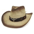 thumbnail image 2 of yunLCZ Straw Cowboy Hat for Men Womens Men & Women's Cowboy Cowgirl Hat - Western Hats for Women, Adjustable Cowboy Hat Men Straw Beige One Size, 2 of 3