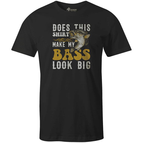 9 Crowns Tees Mens Funny Fishing Can't Work Today T-Shirt Short Sleeve T-shirt (BassLooking-Black, Small)