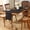 Black, variant on 5-Piece Polyester Linen Blend Table Runner & 4 Placemats Set, Striped Farmhouse Decor with Tassels