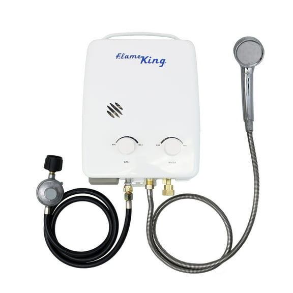 Flame King Portable Propane Tankless Water Heater 1.32 GPM & 34K BTU for Outdoor Showers, 5l