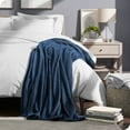 thumbnail image 2 of Bare Home Luxurious Ultra Soft Premium Microplush Fleece Blanket, King, Dark Blue, 2 of 5