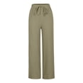 thumbnail image 4 of SDNall Wide Leg Pants Woman Summer Solid Elastic Waist Cotton Linen Casual Wide Leg Pants Linen Pants Women, 4 of 9