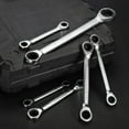 thumbnail image 3 of Uxcell Double Box End Ratcheting Wrench 17mm-19mm CR-V Steel Metric 12 Point Ratchet Wrench Mirror Chrome Plating Box End Spanner Tool, 3 of 7