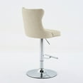 thumbnail image 6 of Swivel PU leather Barstools Adjusatble Seat Height from 25-33 Inch, Chrome base Bar Stools with Backs Comfortable Tufted for Home Pub and Kitchen Island, Beige,Set of 2, 6 of 6