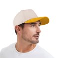 thumbnail image 4 of TOPTIE 5 Panel Trucker Cap Snapback Mid Profile Cotton Sun Hat Adult-Gold Beige, 4 of 8