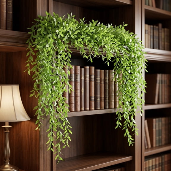 FOMIYES Simulated Weeping Willow Green Wall Vine for Home and Office Decor 5Pcs