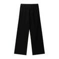 thumbnail image 6 of Juslio Girls Pants Girls Casual Smocked High Waist Pant Loose Wide Leg Long Trousers 4-14 Years（Black Capris， 130）, 6 of 6