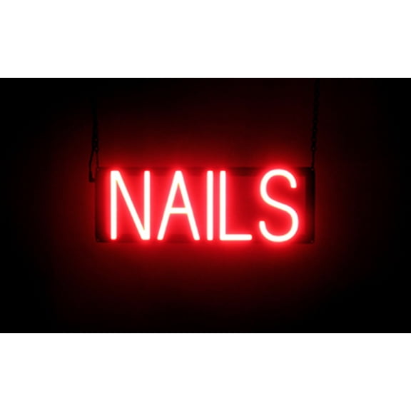 SpellBrite NAILS LED Sign for Business. 17.9" x 6.3" Red NAILS Sign Has Neon Sign Look With Energy Efficient LED Light Source. Visible from 500 Feet, 8 Animation Settings.