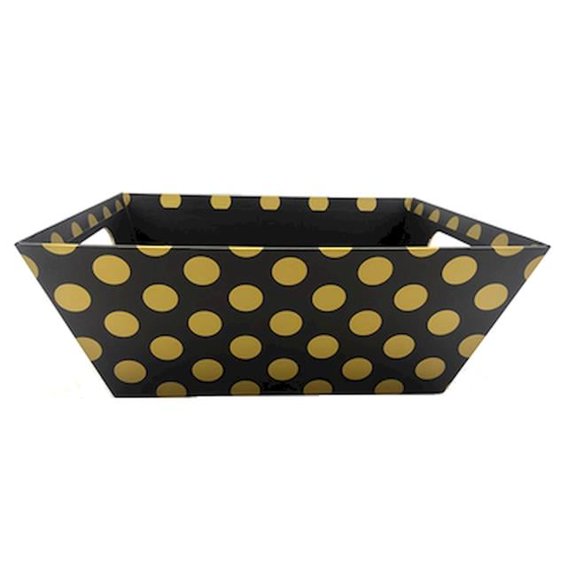 Black with Gold Dots Handled Basket